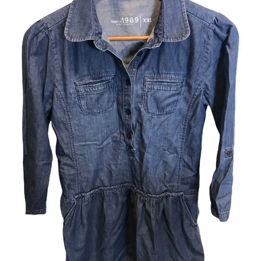 Gap‎ 1969 Girl's Long Sleeved Alexa Casual Streetwear Denim Dress Size XXL